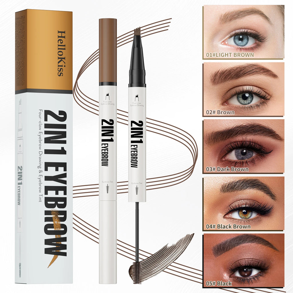 4D Microblading Eyebrow Pen 4 Forks Tip Eyebrow Tattoo Pencil Long Lasting Fine Sketch Liquid Eye Brow Make Up Qme