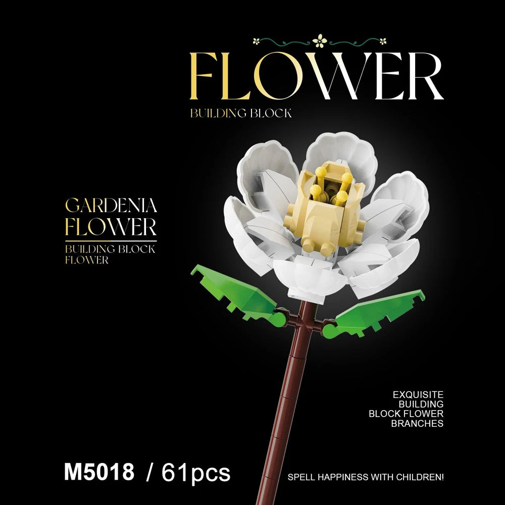 Building block flower set, DIY floral decoration kit, suitable for desktop decoration and room accessories – a perfect gift idea Qme