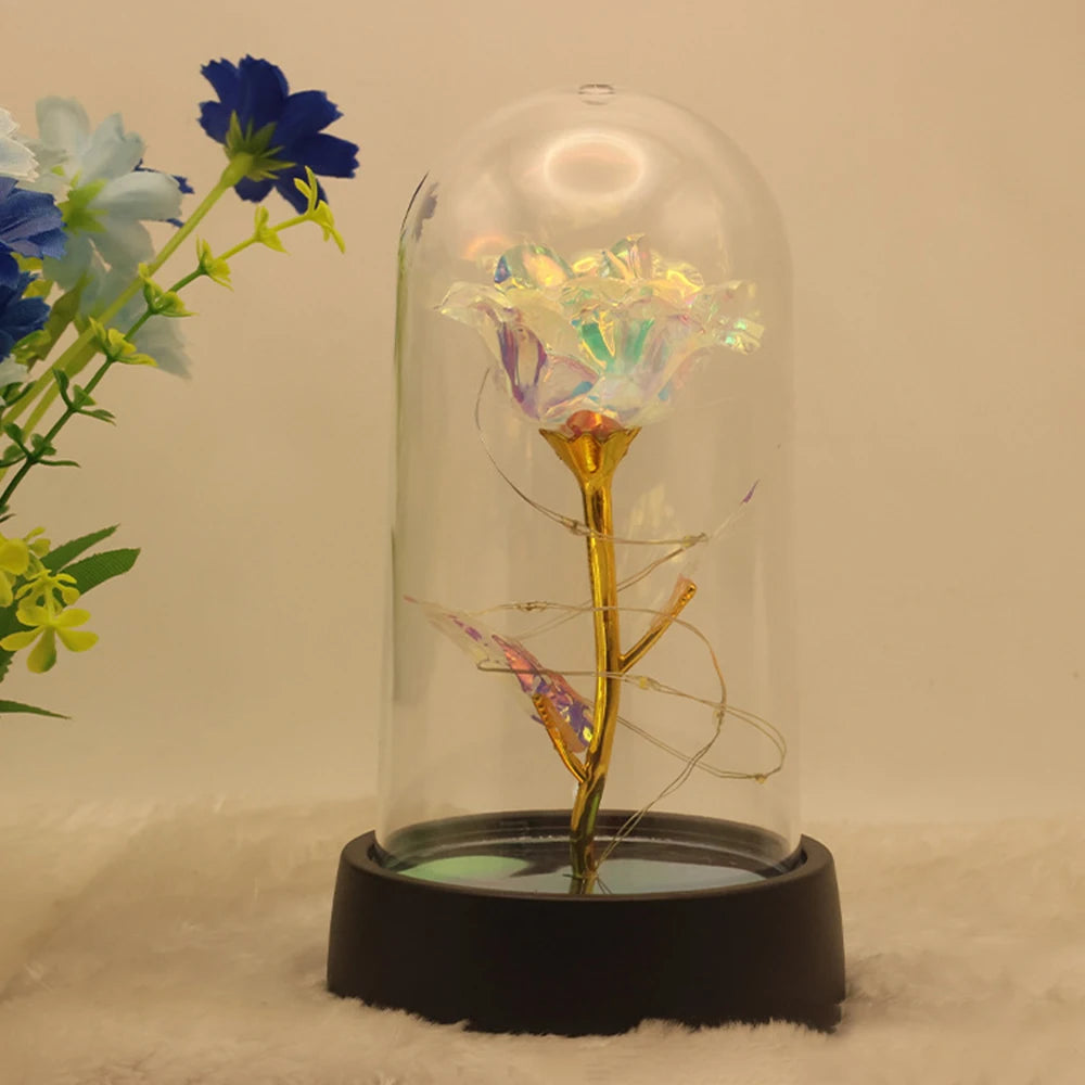 Christmas Decoration Eternal Flower Gift Rose Party Gift Qixi Valentine's Day Birthday Gift Creative Simulation Flower Qme Colorful Gold White