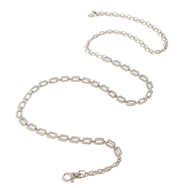 Fashion Women's Rhinestone Belt Metal Slim Waist Chain Versatile Qme