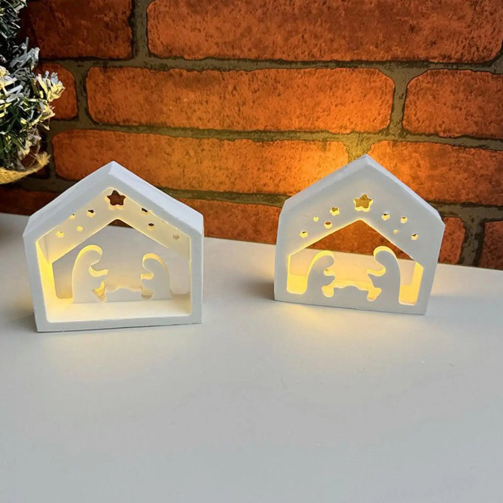 Nativity Scene Silicone Mold Jesus Tealight Holder Template Nativity Silicone Mold for Handmade Scented Candles Plaster Resin Qme