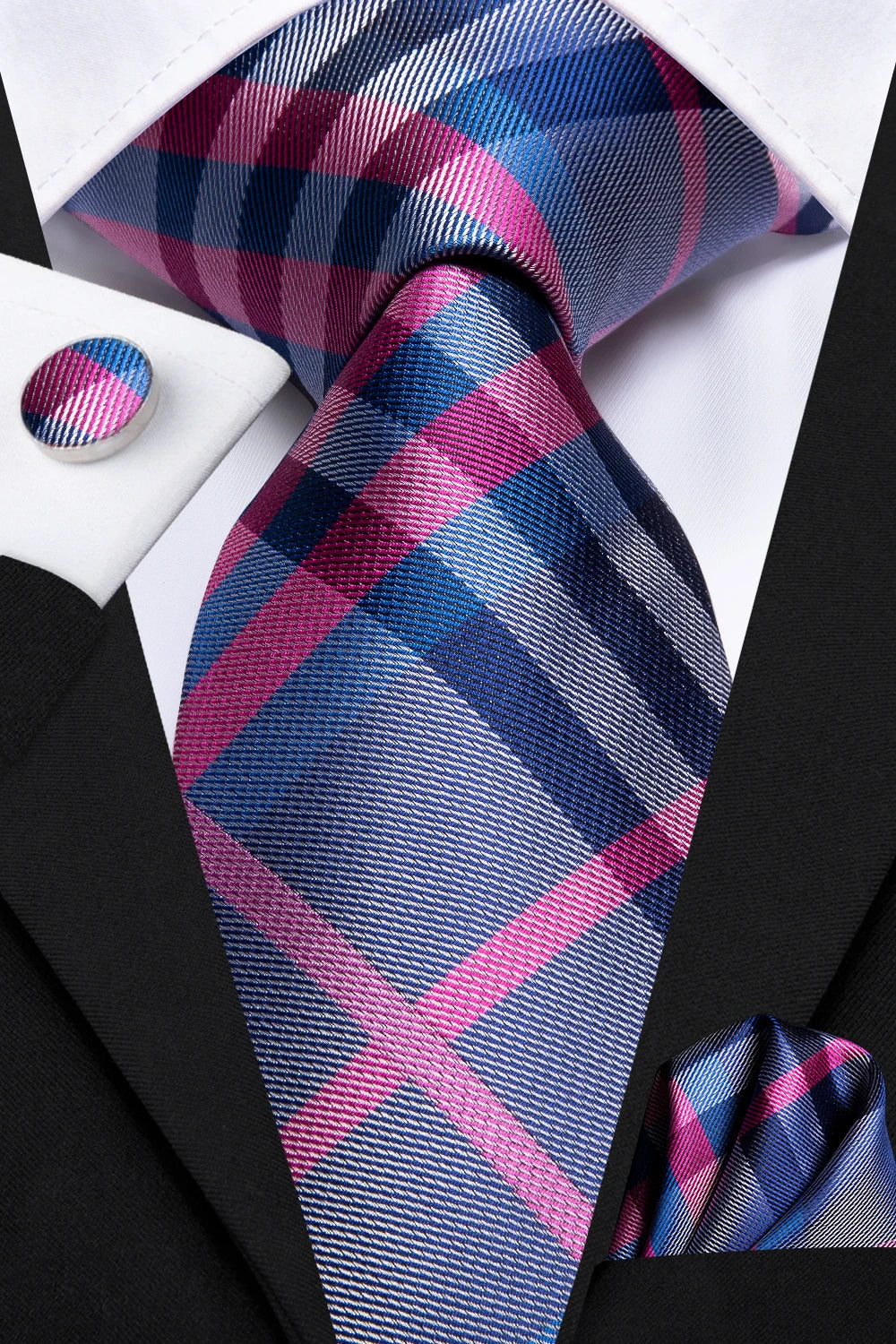 Hi-tie Formal Striped Men's Elegant Tie Handkerchief Cufflinks Qme 4005-467