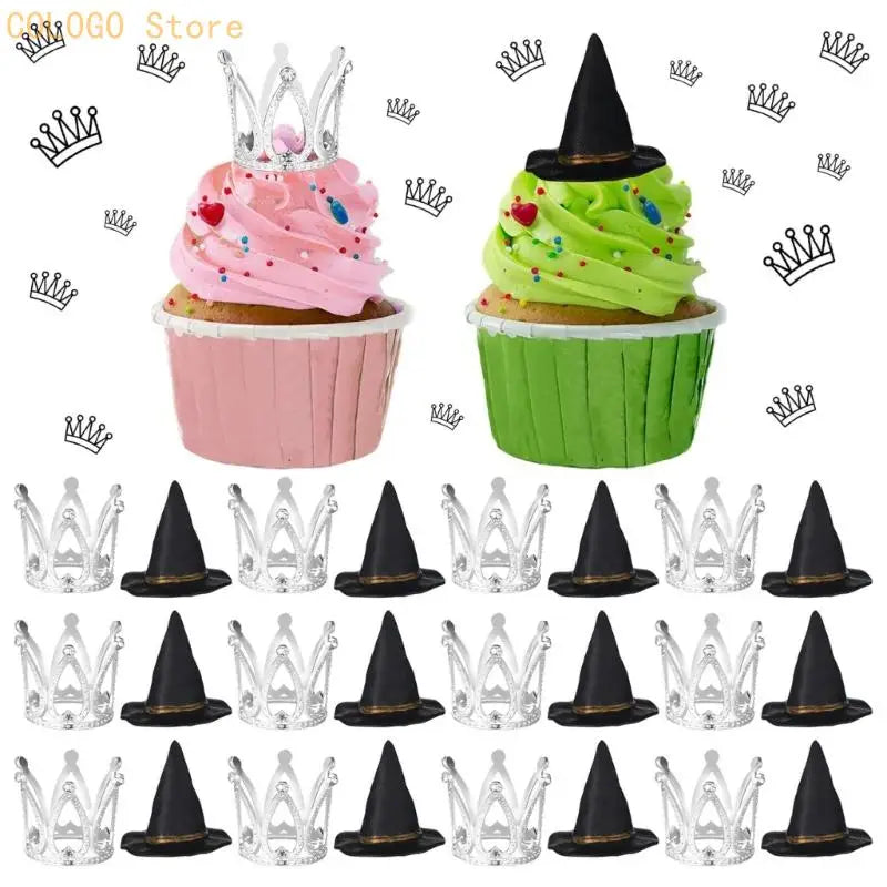 Halloween Birthday Cake Decorations Witch Hat Crowns Plastic Party Qme