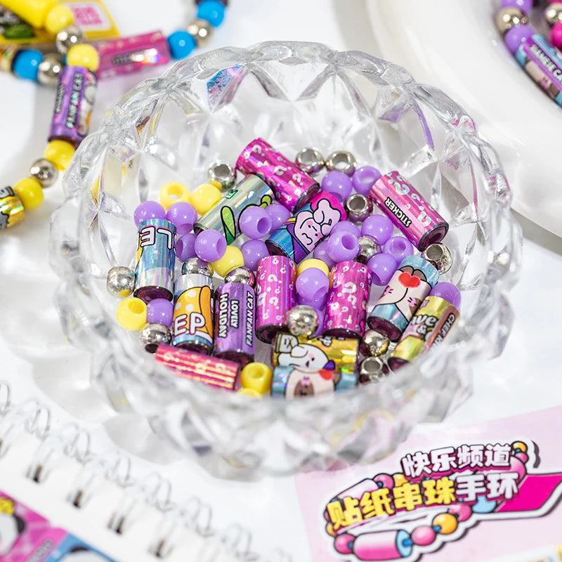 Kawaii Sticker Bead Bracelets for Creative Scrapbooking, Collage, Craft, Office, Phone Cases, Planner & Gifts Qme