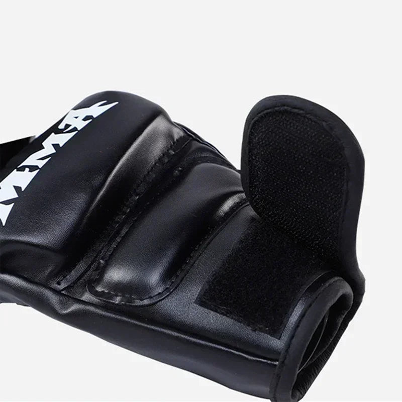 Half-finger Leather Boxing Gloves Adult Training Cushioned Knuckles Qme
