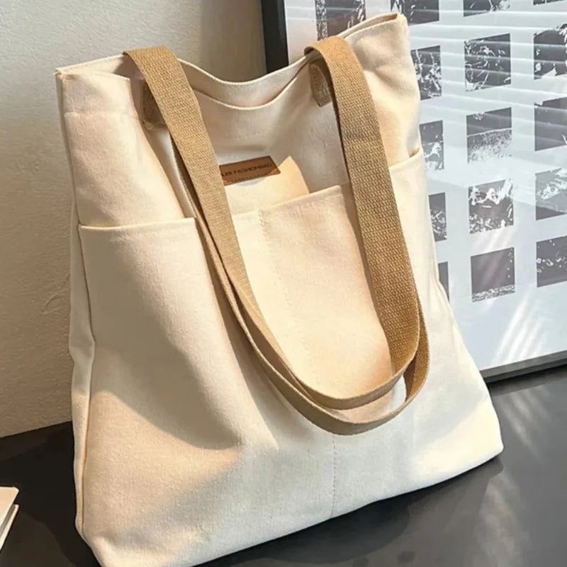 Women's Tote Bag Canvas Sewing Thread Large Capacity Advanced Sense Qme