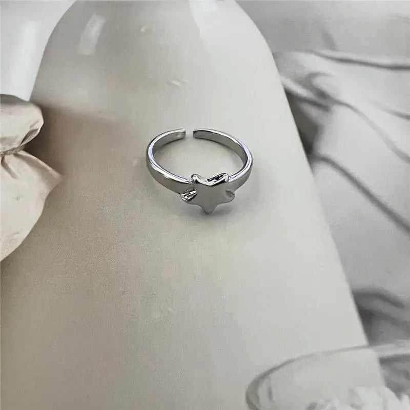 Y2K Cute Wings Personality Angel Wings Five-Pointed Star Simple Design Open Ring for Women Men Punk Gothic Ring Opening Rings Qme