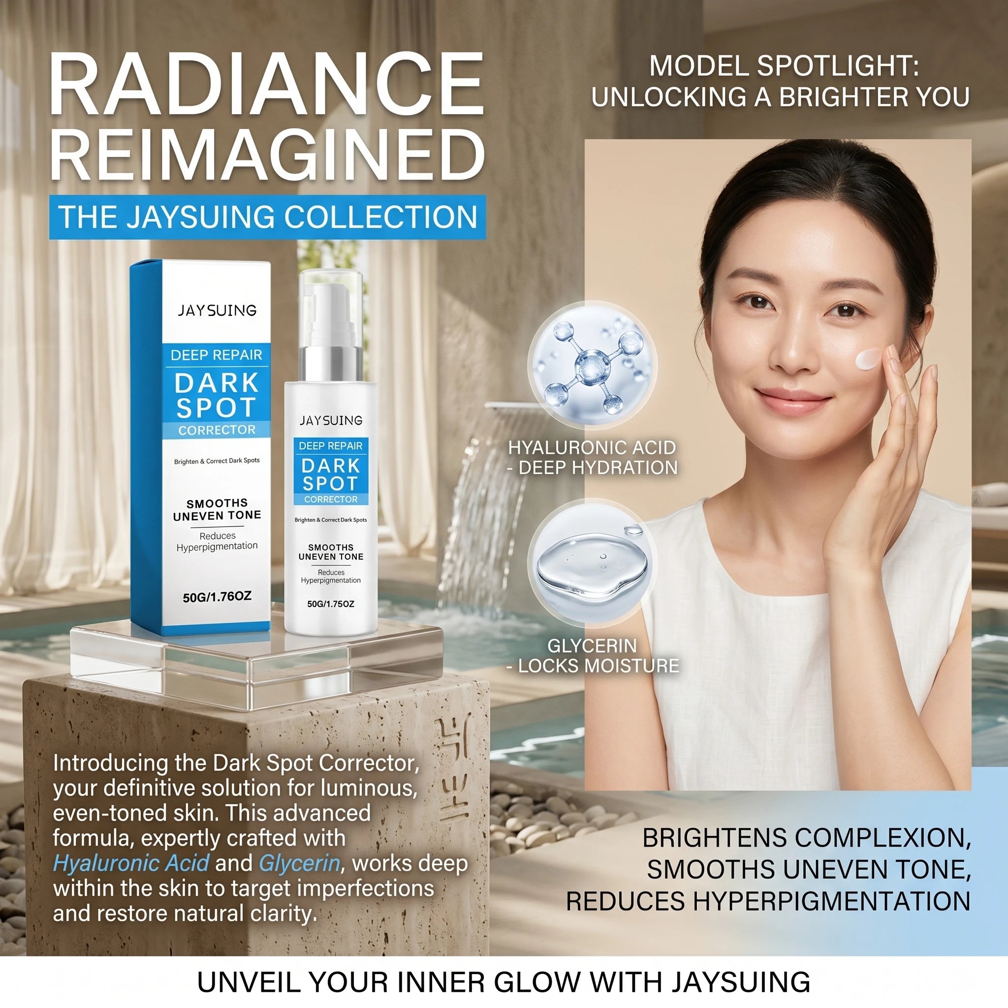 Jaysuing Brightening Cream Fade Fine Lines Friming Skin Improves Dullness Reduces Melanin Non-greasy Repair Dark Spots Corrector Qme