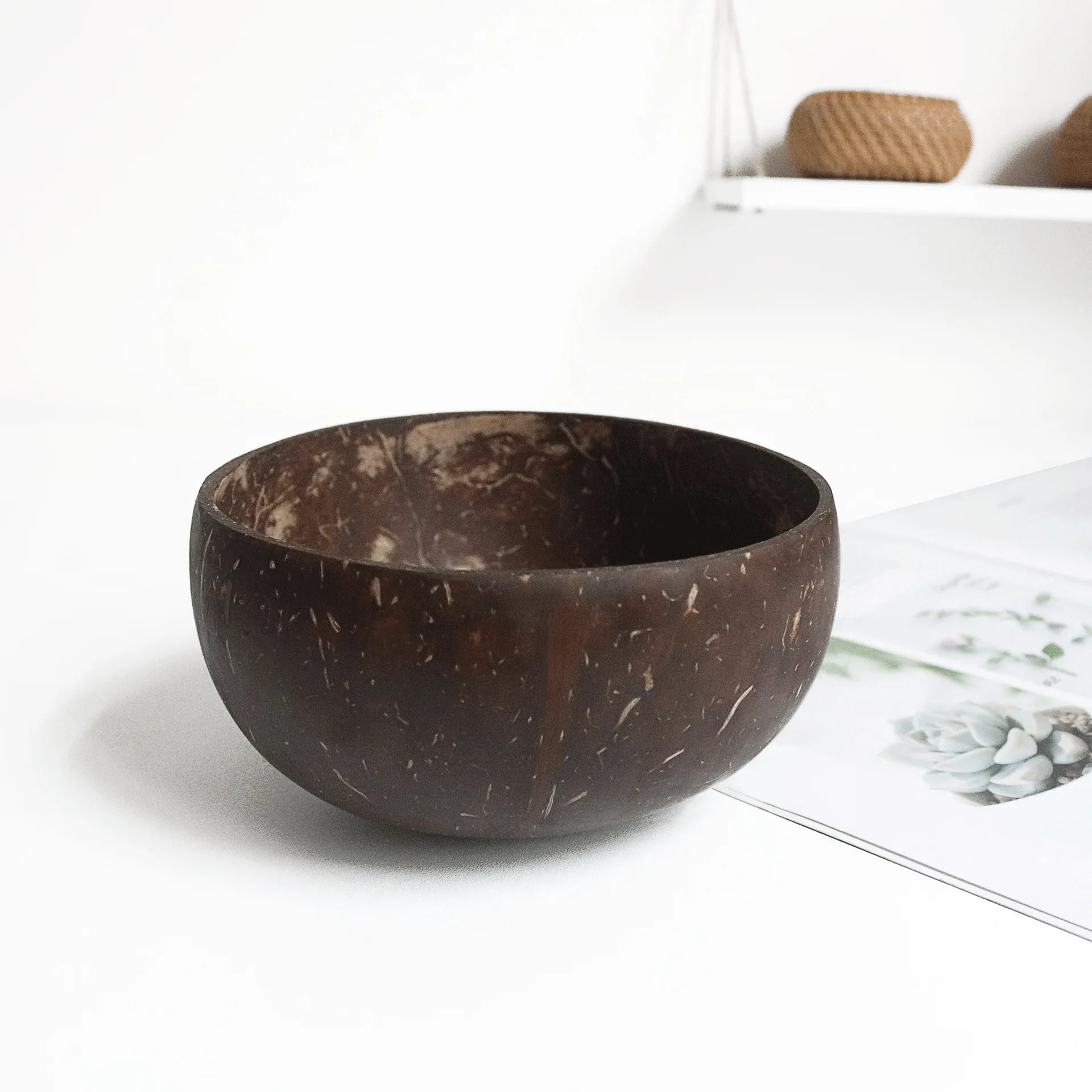 Natural Southeast Asian Coconut Shell Bowl Eco-friendly Spoon Fork Qme bowl 11cm 6 inch