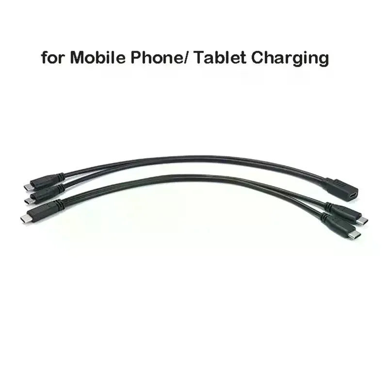USB C Cable Splitter 1 2 Extension Wire Phone Tablet 15W 3A Power Qme