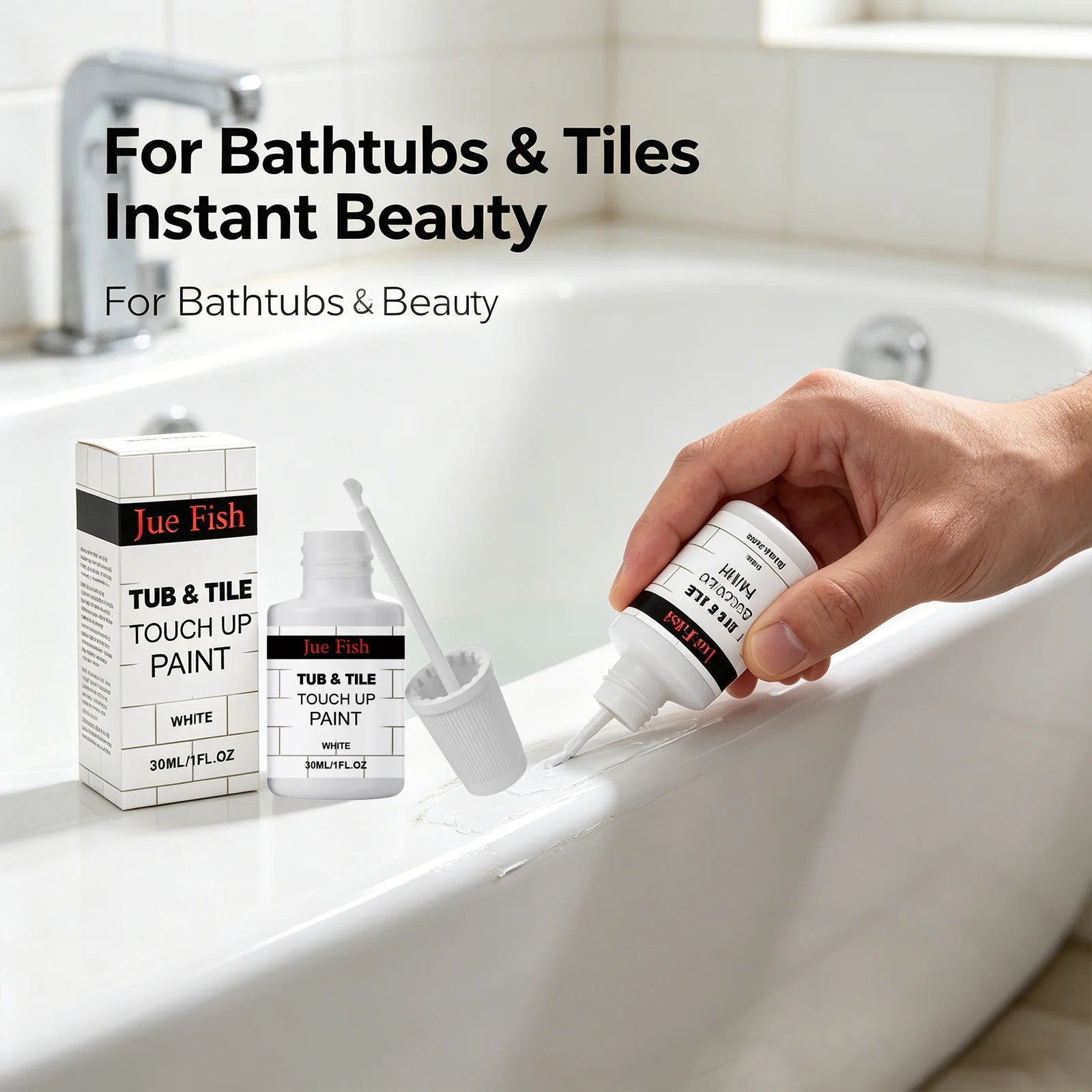 Bathtub Ceramic Repair Paint Covering Scratches & Stains Restore Bright White Luster Renovation Quick Drying Tile Touch up Paint Qme