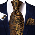 Hi-tie Designer Tie Men Orange Grey Paisley 2023 Fashion Silk Wedding Qme 3379