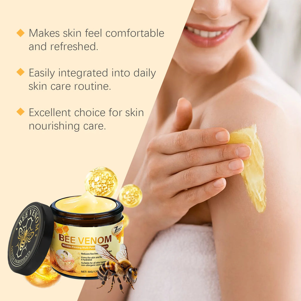 Bee Venom Firming Cream Anti-Wrinkle Lifting Face Moisturizer with Hyaluronic Acid Reduce Fine Lines Multipurpose Bee Venom Crea Qme