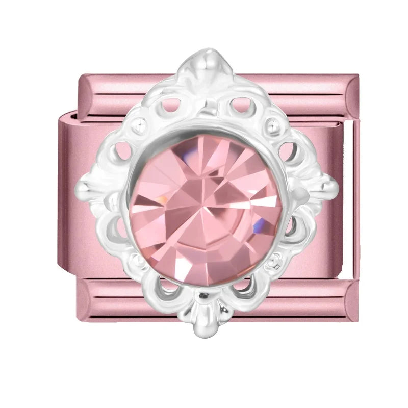 Wholeasle Shiny Round Zircon Bow Beautiful Stars Italian Charm Links