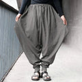 B Men Pants Solid Color Drawstring Joggers Casual Male Harem Pants Streetwear Loose Fashion Leisure Trousers Men S-5XL Qme grey XXXL