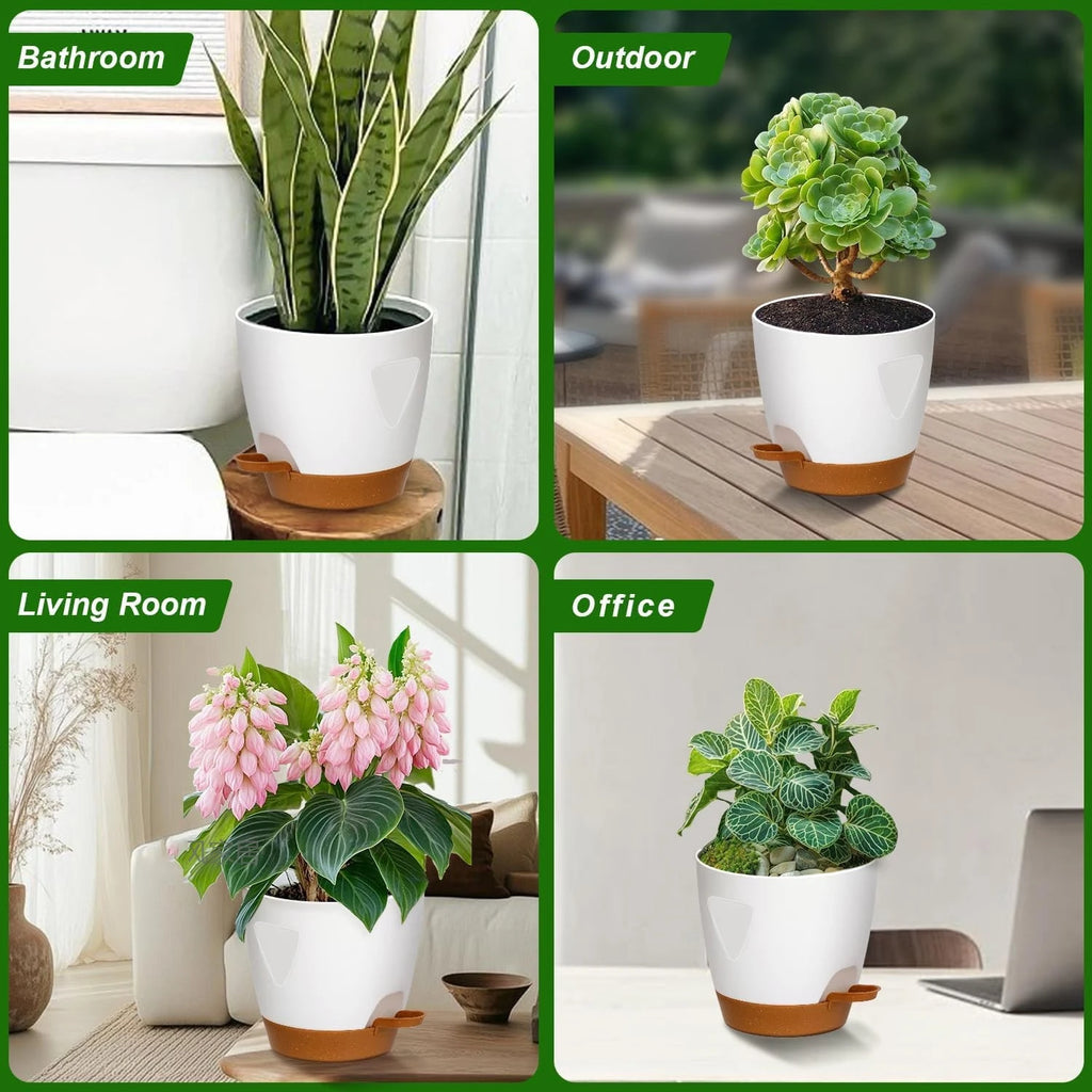 Indoor Decorative Flower Pot Drainage Hole 6-Pack Self-watering Qme