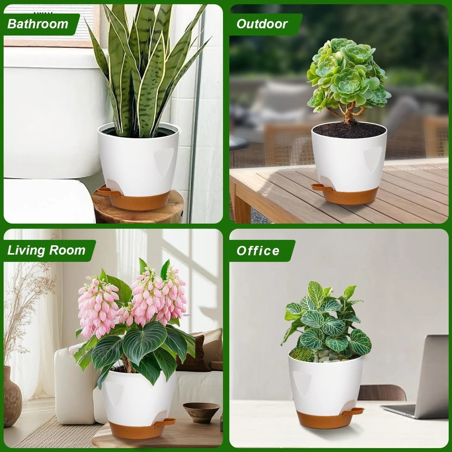 Indoor Decorative Flower Pot Drainage Hole 6-Pack Self-watering Qme