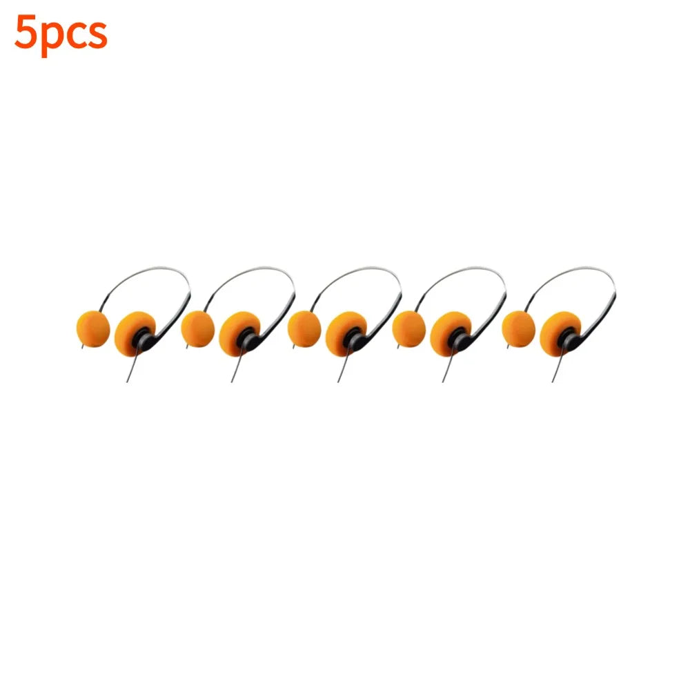 INS Japanese Retro Headphones Nostalgic Headsets HiFi MP3 Walkman Headphones Sports Photo Props Wired Earphone Personality Qme orange-5PCS