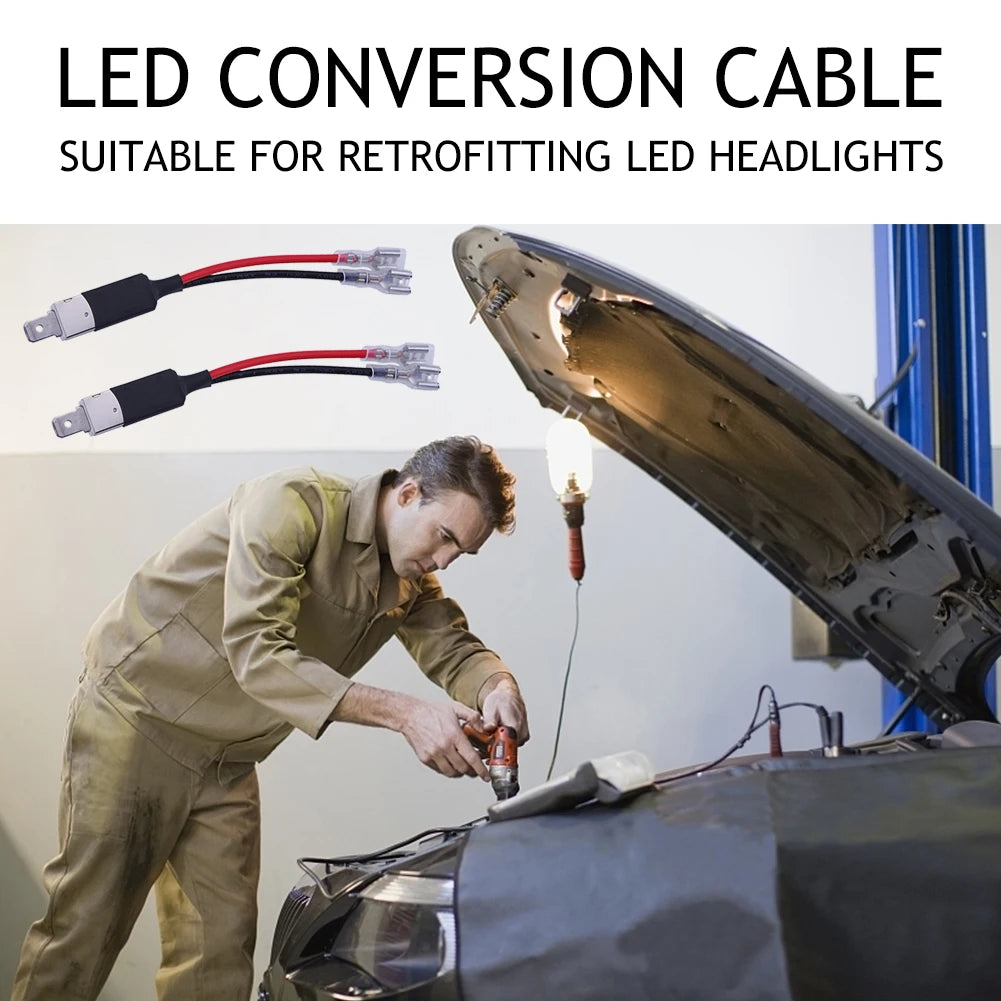 2Pcs LED H1 H1 LED Single Conversion Converter LED Replacement Bulb Single Converter Wiring Headlight Bulb Connector Qme