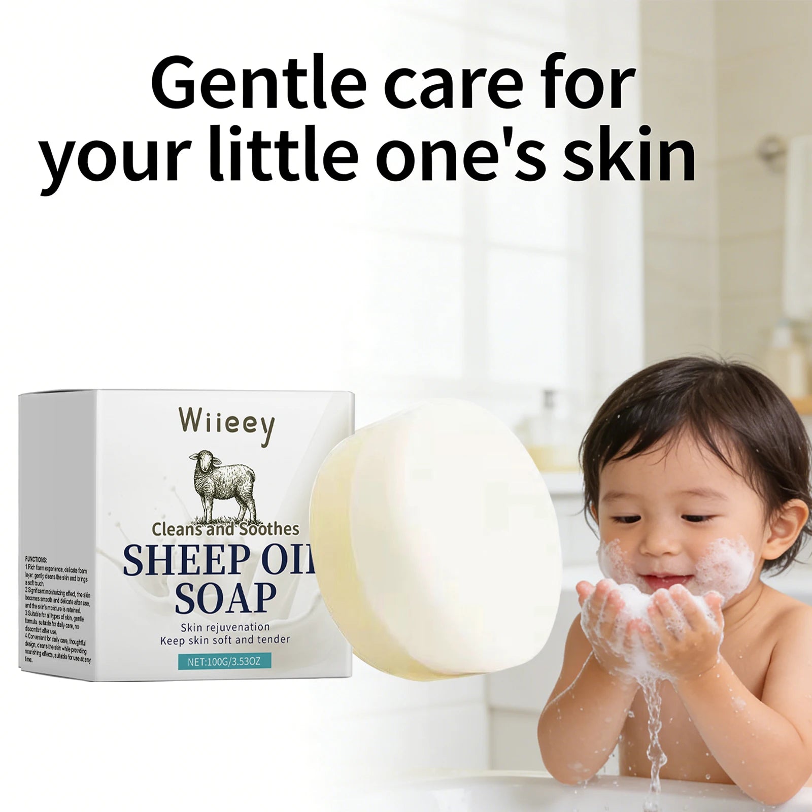 Natural Sheep Oil Soap Children Deeply Cleaning Remove Stains Improve Qme