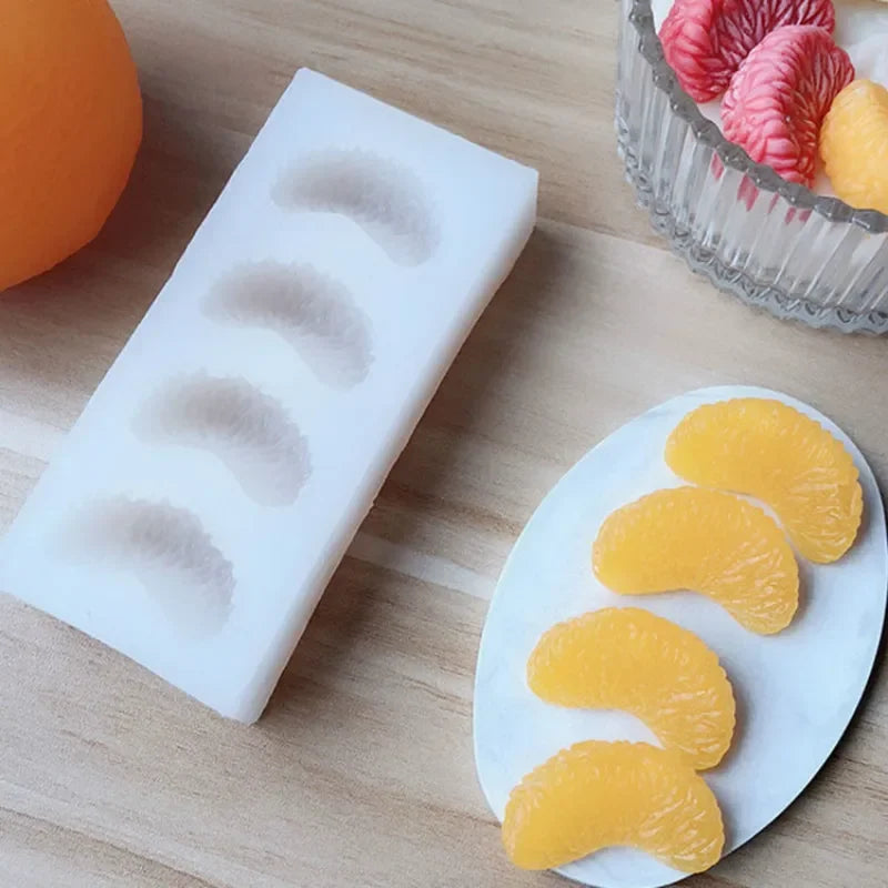4 Hole Orange Silicone Mold DIY Fruit Cake Mould Aromatherapy Candle Qme