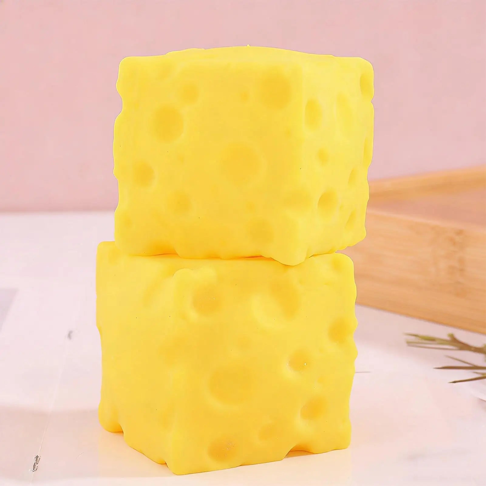1pcs Yellow Cheese Squeeze Toy Cheese Cube Stress Relief Fidget Simulation Food Decompress Toy For Kids Adults Students Workers Qme