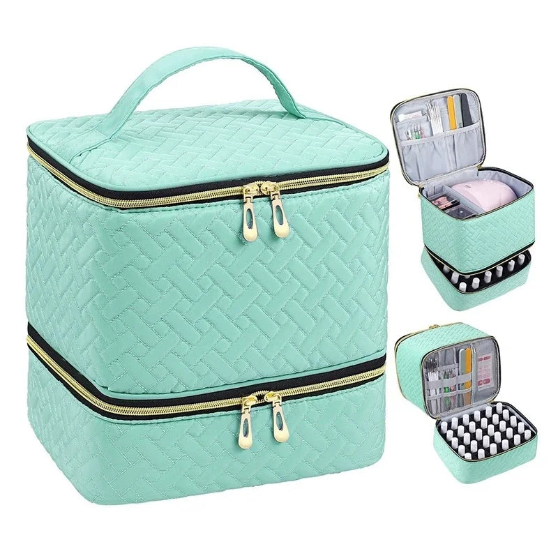 Nail Polish StorageBag Essential Oil Storage Nail Products Baking Lamp To Accommodate Portable StorageBox Qme 1pcs green