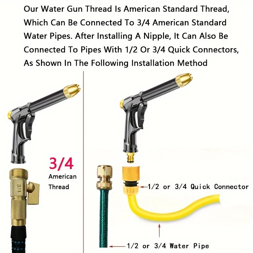 1pc High-Pressure Car Washing Water Gun, Plastic Gun Body, Garden Shower, Multifunction Watering Tool, Powerful Cleaning Qme