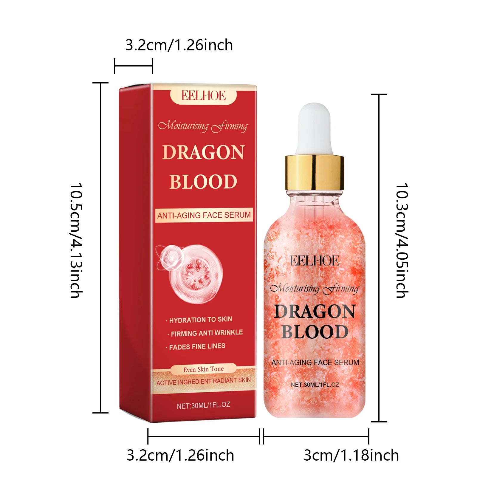 Dragon's Blood Skincare Set Anti-Aging Face Serum & Creams Reduce Wrinkles Firming Smoothing Hydrating Brightening Face SkinCare Qme Serum 30ml boxed