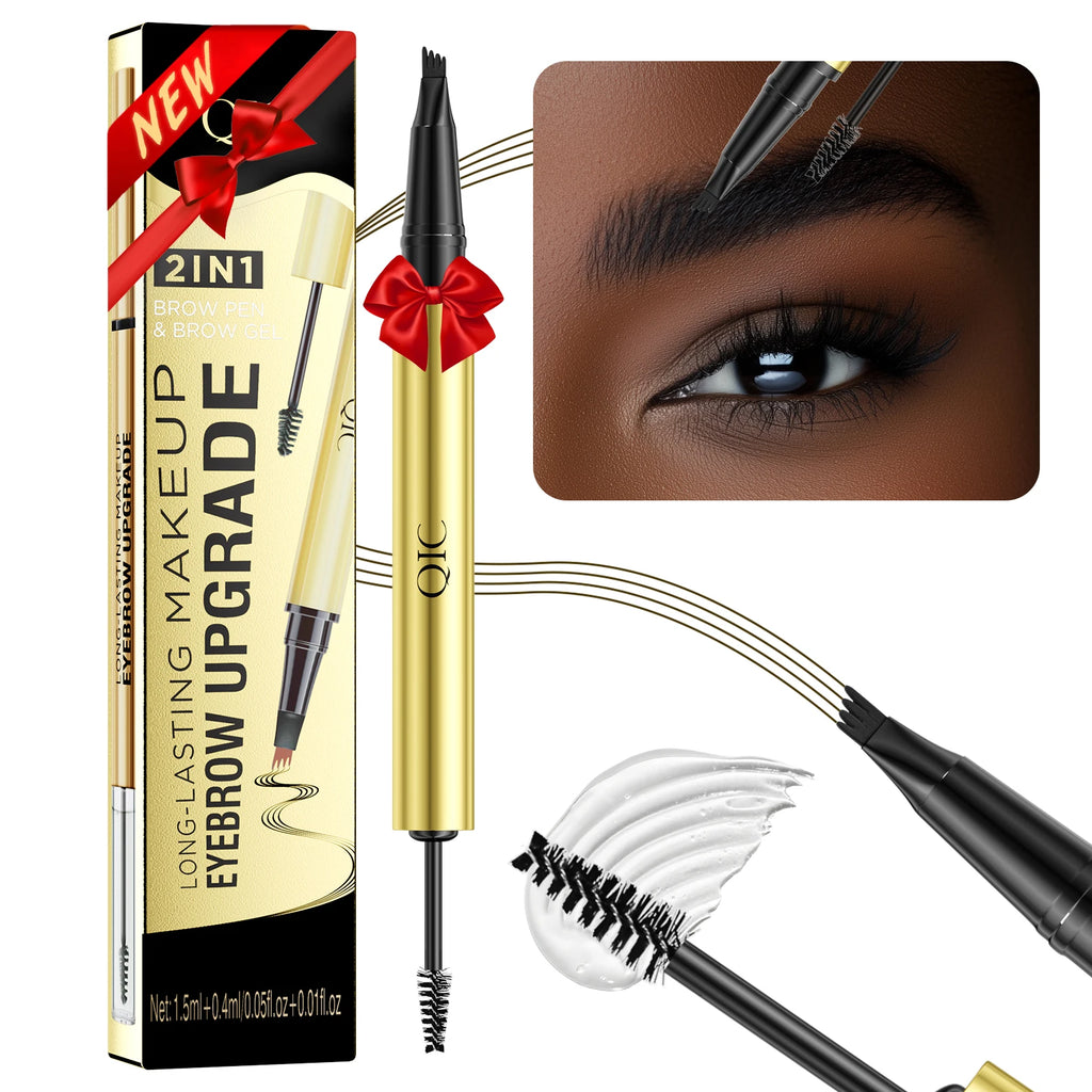5 Colors 1pc Eyebrow Pen Waterproof 4 Split Tip Eyebrows Pen Eyebrow Tattoo Pen Waterproof Liquid Black Eyebrow Makeup Pencil Qme
