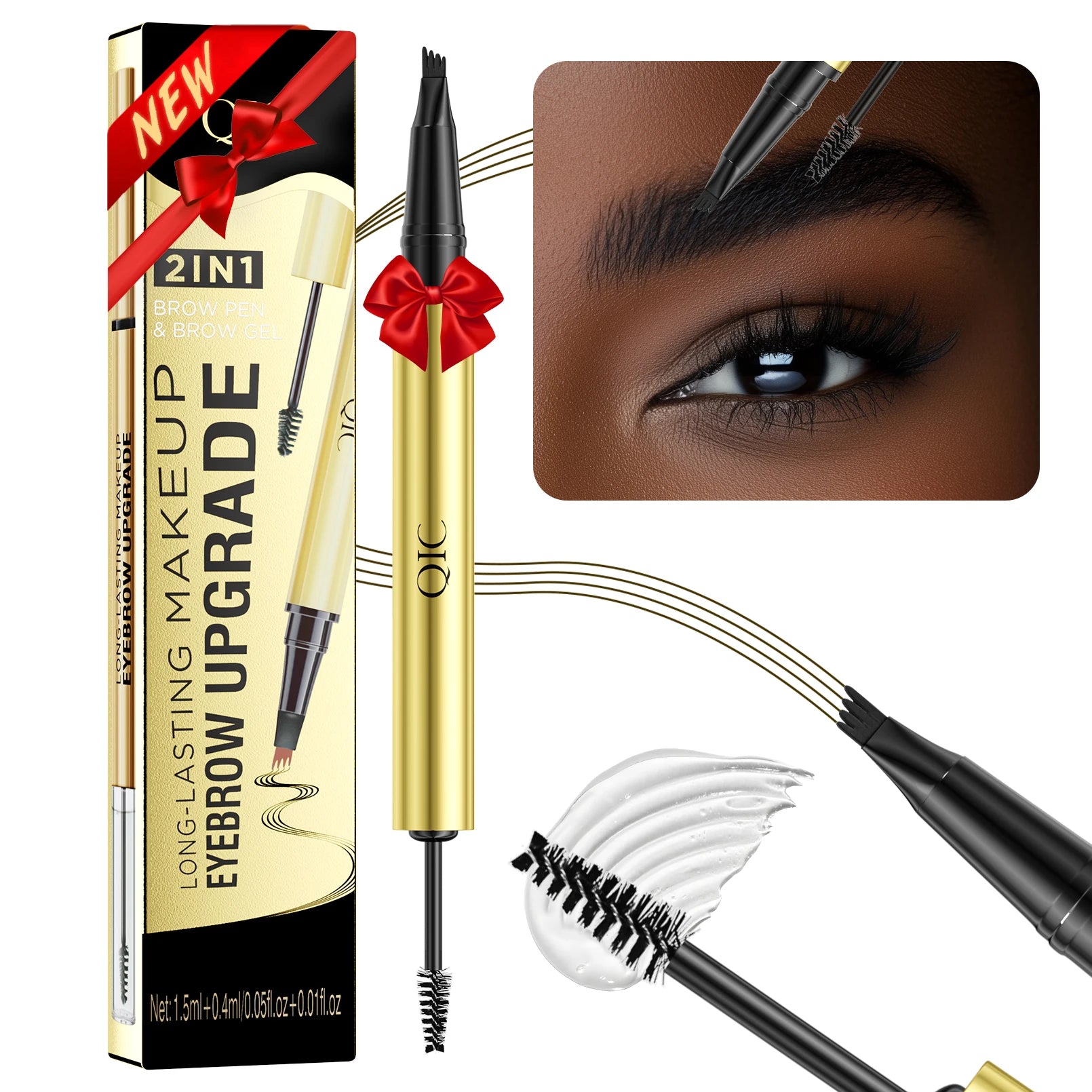 5 Colors 1pc Eyebrow Pen Waterproof 4 Split Tip Eyebrows Pen Eyebrow Tattoo Pen Waterproof Liquid Black Eyebrow Makeup Pencil Qme