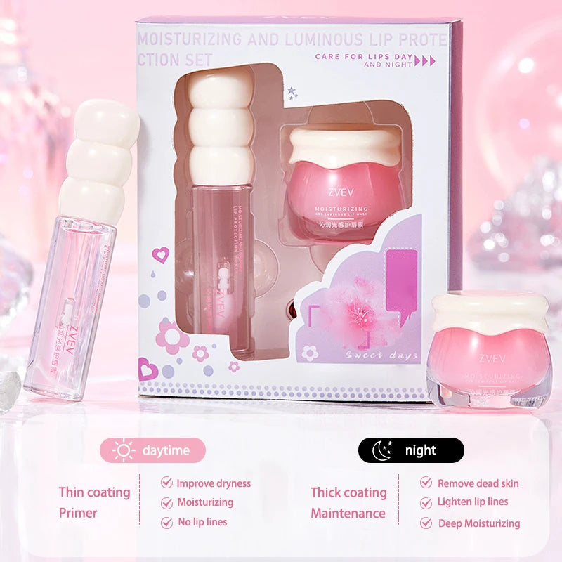 Refreshing Light Lip Care Set- Moisturizing Hydrating Gloss Qme