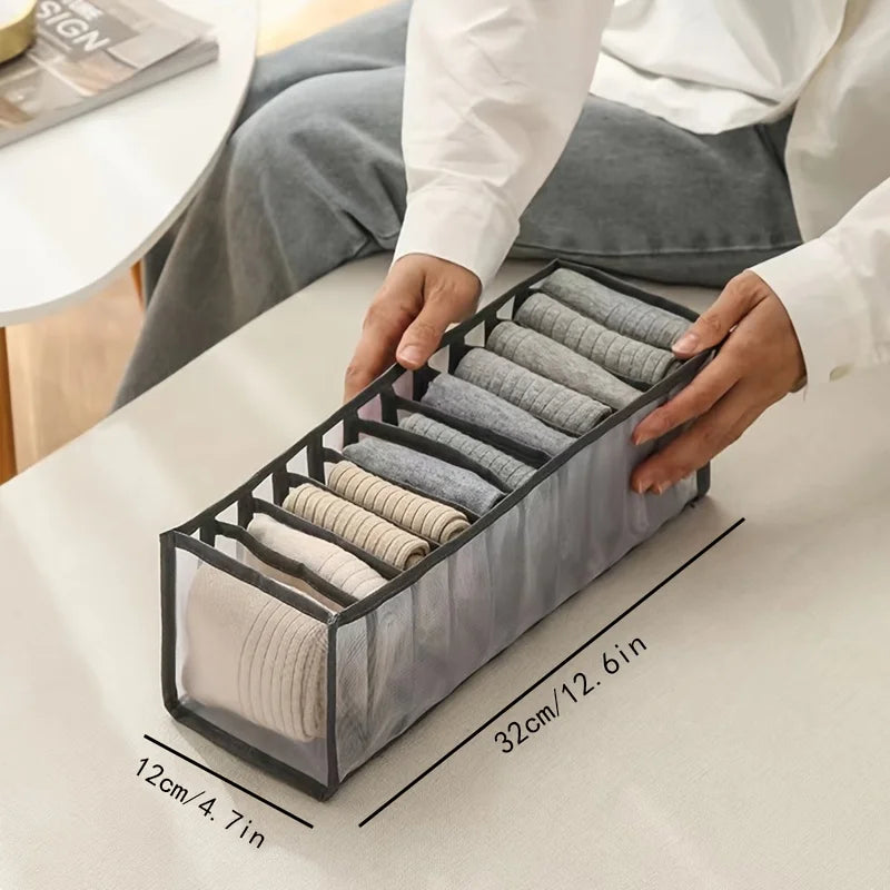 Mesh Underwear Storage Box Socks Sorting Grid Multi Bra Foldable Qme