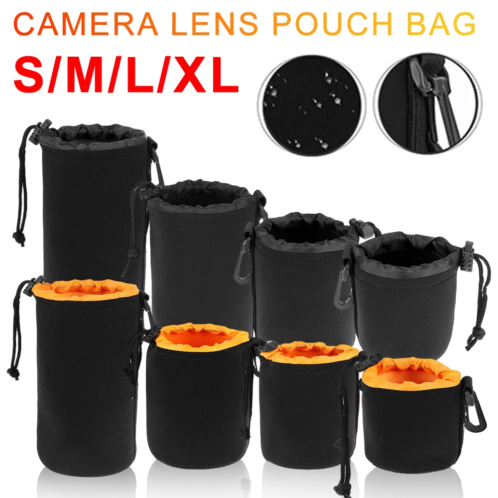 Camera Lens Case Water Resistant Lens Pouch for Digital SLR Camera Lens Bag Drawstring Protector Case Qme