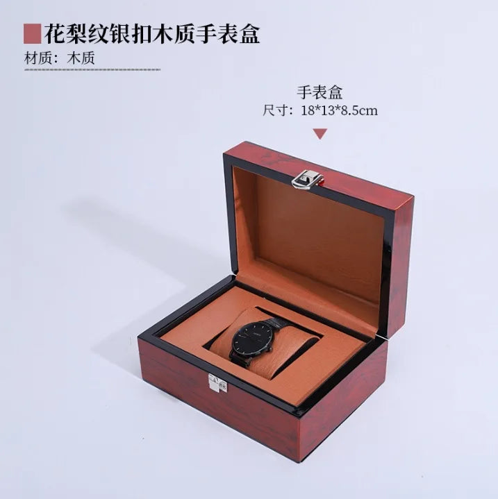High End Wooden Box Packaging Gift Wooden Box Flip-top Watch Box Jewelry & Watch Packaging Box Solid Wood Watch Storage Box Qme F