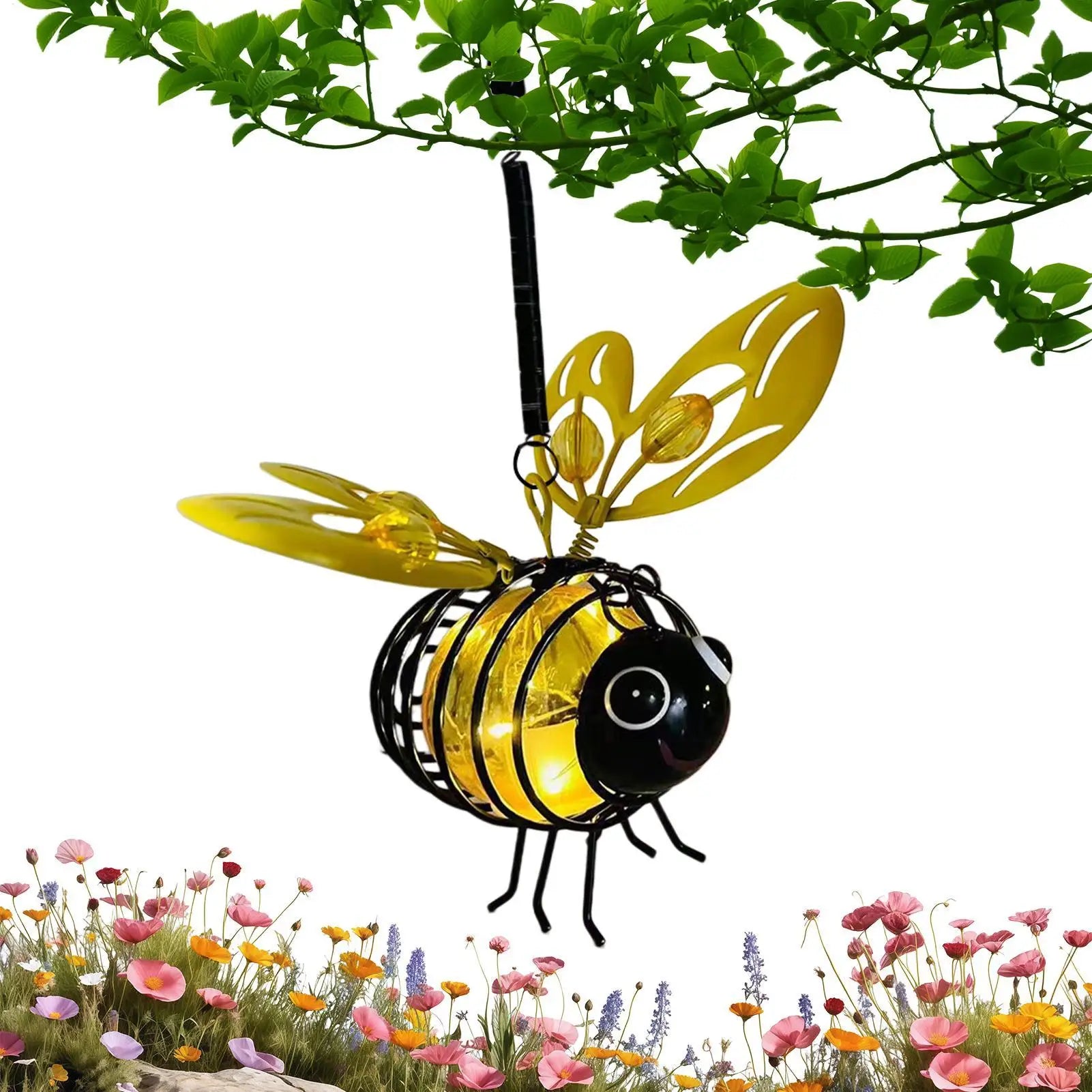 Solar Garden Light Hangable Bee-shaped Weather-resistant Ornament Led Qme