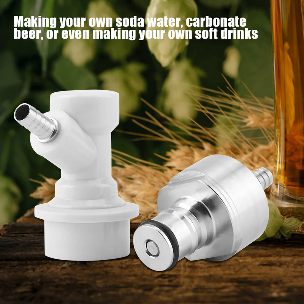 Homebrew Stainless Steel Carbonation Cap with Liquid Ball Lock Disconnect 1/4 Inch Barb Carbonator Adapter for Beer Soda Qme