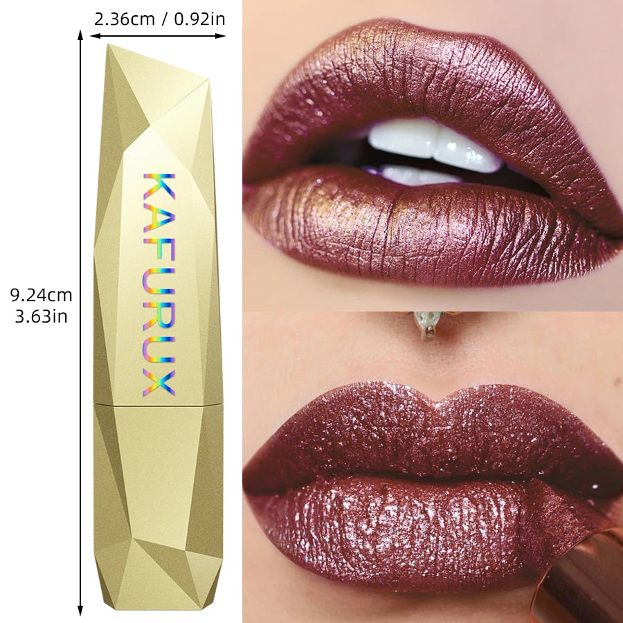 Red Metallic Lipstick Long Lasting Glitter Waterproof Lip Glaze Qme