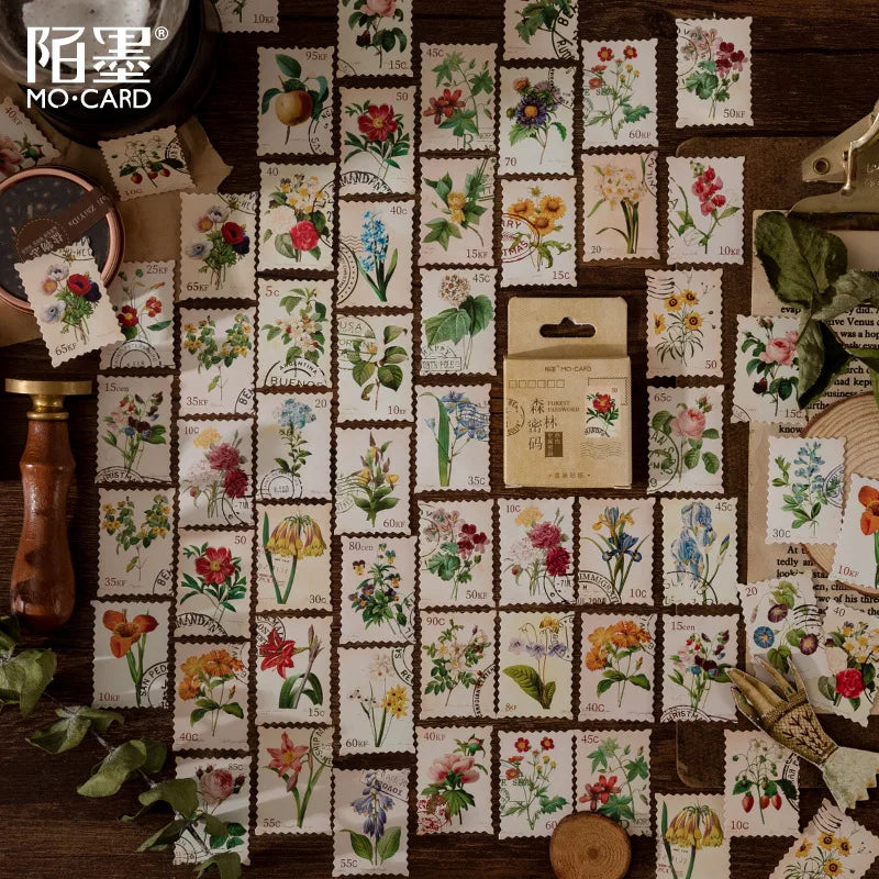 46Pcs/Box Green Forest Series Stickers Aesthetic Stickers Diary Planner Decorative Mobile Stickers Scrapbooking Craft Sticker Qme K