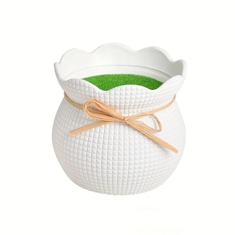 4pcs Set of Miniature Plastic-Look Flower Pots for Artificial Succulents And Indoor Decor, Lightweight, Oval Shape Qme