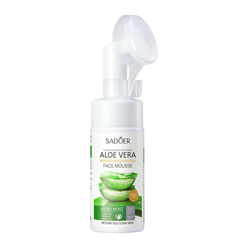 SADOER Cleansing Mousse Aloe Red Pomegranate Amino Acid Cleanser with Brush Head Qme Aloe Vera120ml