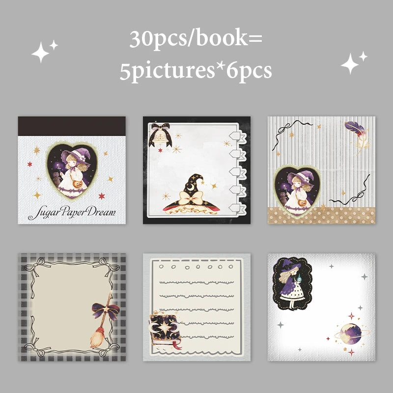 Vintage Fairy Tale Notepad, Large Capacity with Assorted Patterns, Cute Cartoon Journal Base Paper for Notes and Daily Messages Qme C