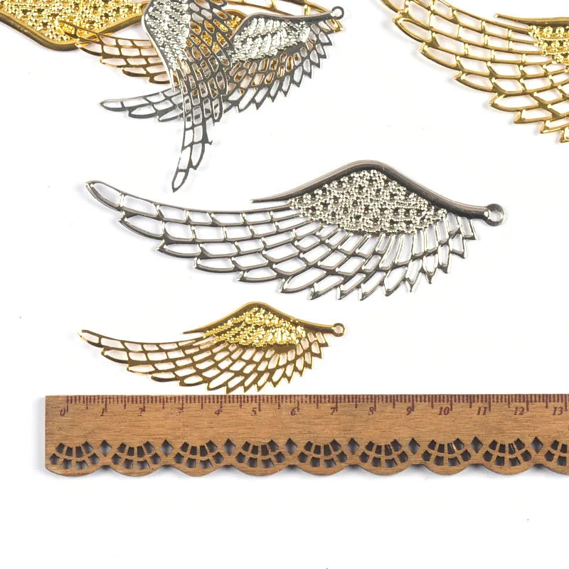10Pcs Angel Wings Filigree Wraps Connectors For Making DIY Jewelry Accessories Findings Metal Crafts Scrapbook Home Decor yk0907 Qme