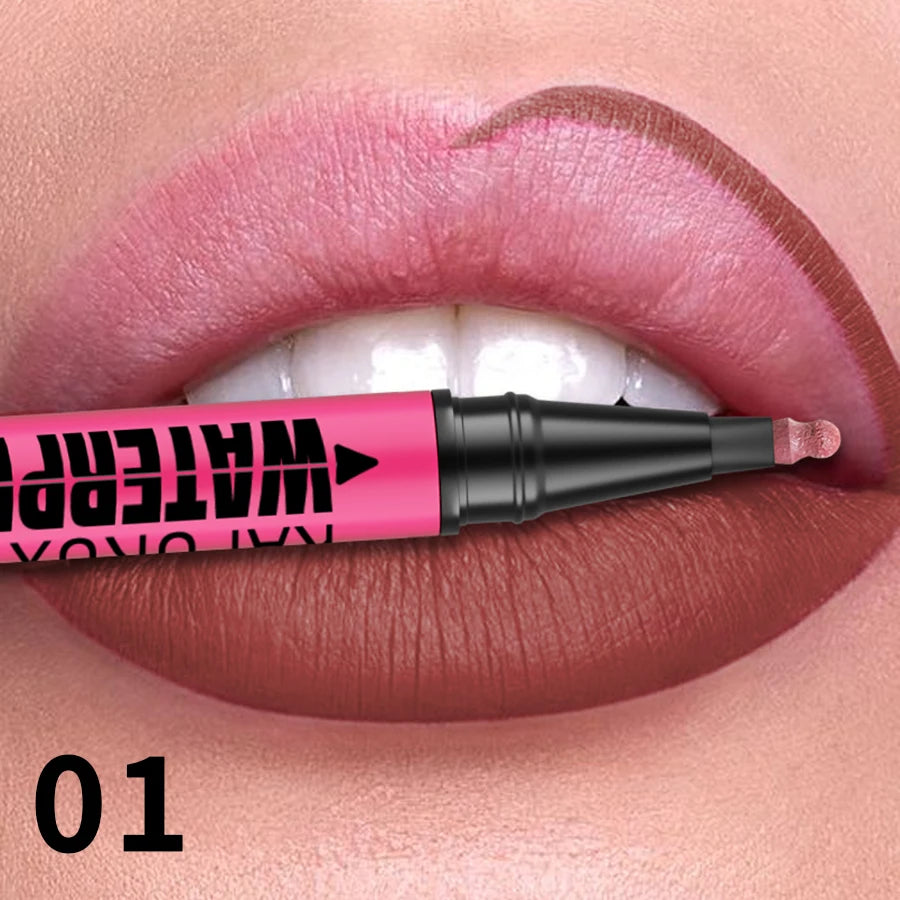 Liquid Matte12-Color Lipliner Pencil Waterproof Plumping Stain Qme 01