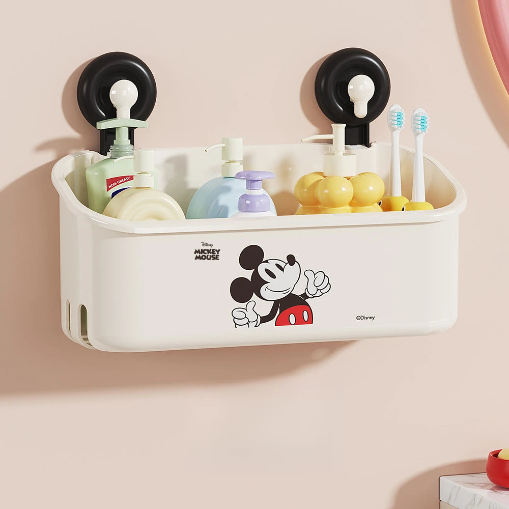 Mickey Dopamine Suction Cup Shelf for Walls—No Drilling Required—Heavy-Duty, Drainable Storage Box for Bathroom Walls Qme 1