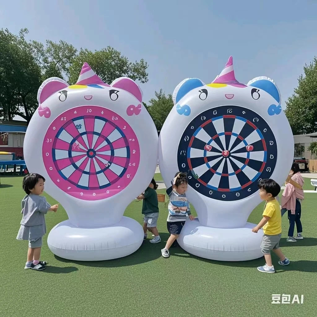 Inflatable Unicorn Throwing Game Target Sticky Dart Outdoor Garden Swimming Pool Kids Funny Toys Unicorn Birthday Party Decor Qme