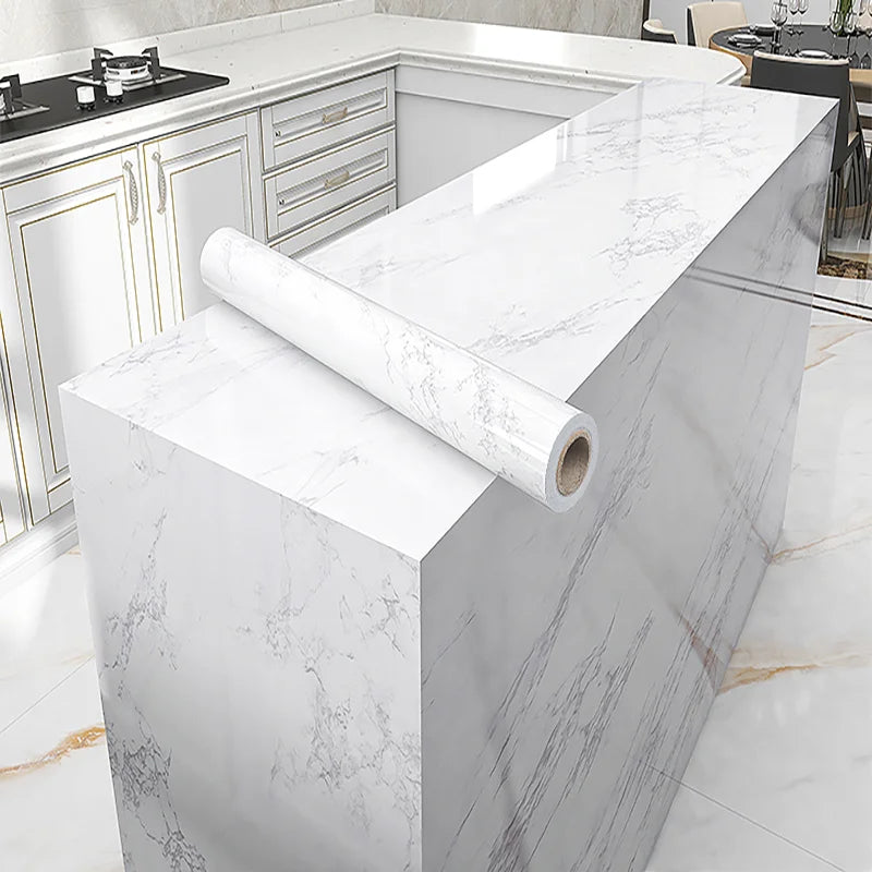 Marble Kitchen Self-adhesive Oilproof Tile Wallpaper Moisture-Proof Countertop Pantry Sticker Bathroom Waterproof Wall Stickers Qme
