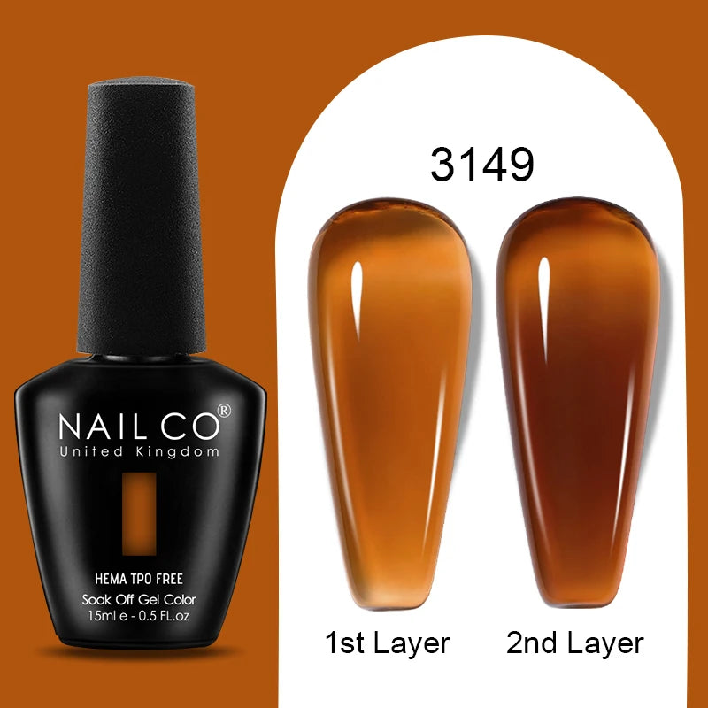 Nailco Jelly Gel Nail Polish Transparent Varnishes 44 Colors Red Pink