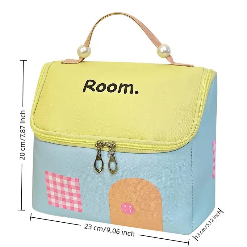 Cute Dopamine Color House Shape Makeup Bag Large Capacity Portable Makeup Storage Bag Cartoon Makeup Handbag Qme