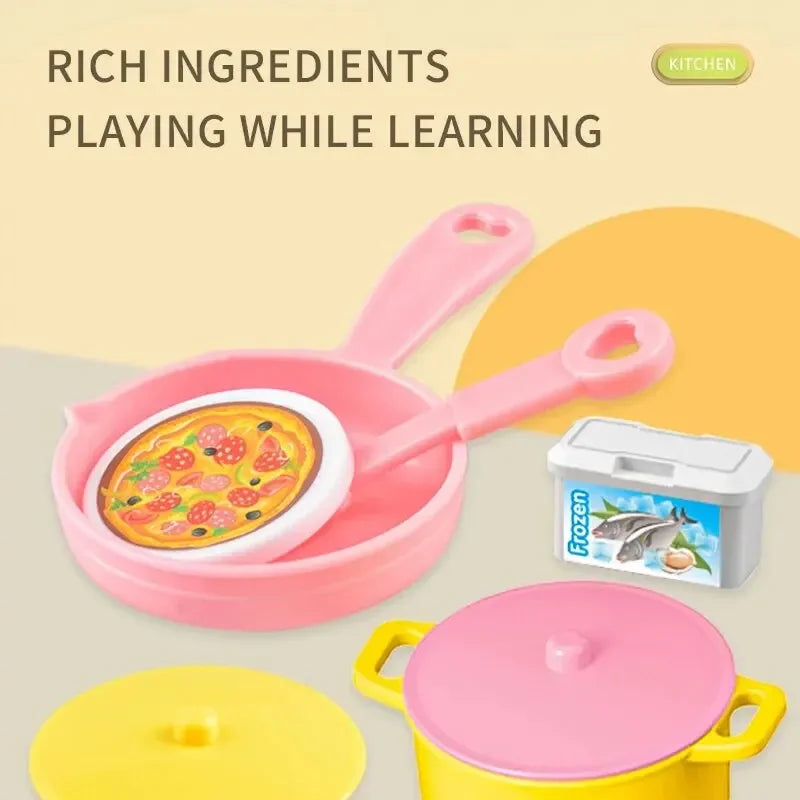 Mini Kitchen Counter Play Set DIY Simulated Cooking Food Tableware Play House Role Play Pretend Game Toy Gift Kid Boy Children Qme